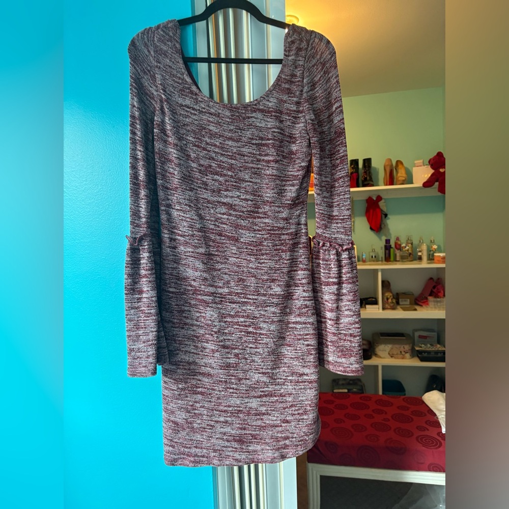 Marled Long-Sleeve Scoop Neck Dress